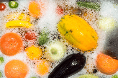 Pristine Water's electrochlorination system being utilized to disinfect vegetables, ensuring their safety and cleanliness for consumption