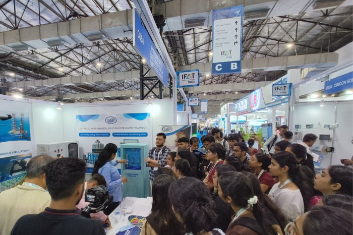 Participant turnout around Pristine Water display at IFAT India 2025